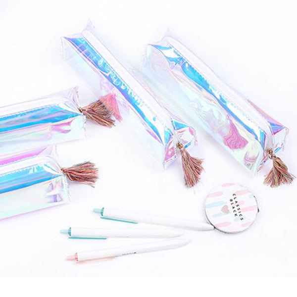 Cool Laser Transparent Color Pencil Bag PVC Waterproof Cosmetic Bag