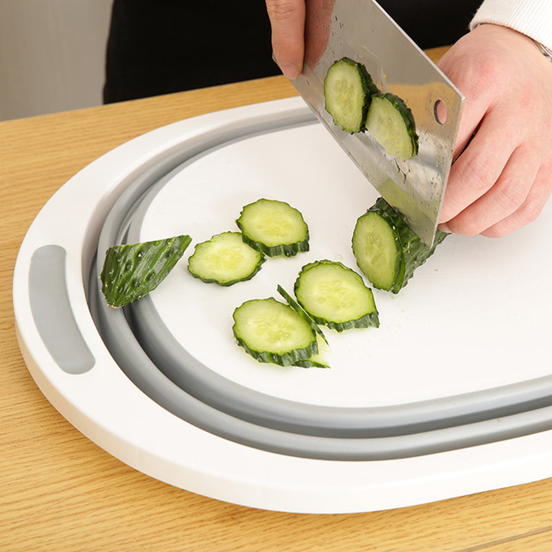 4 in 1 Multi-function Folding Cutting Board Dish Tub Drain Basket Vegetable Basin