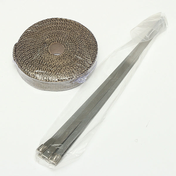 7.5mX2.5cmX1.6mm Titanium Motor Car Insulation Exhaust Header Heat Wrap With Stainless Ties Kit