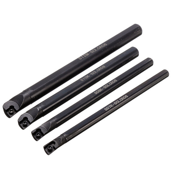 4pcs S07K/S08K/S10K/S12M-SCLCR06 CNC Lathe Boring Bar Turning Tool Holder with 4pcs T8 Wrenches