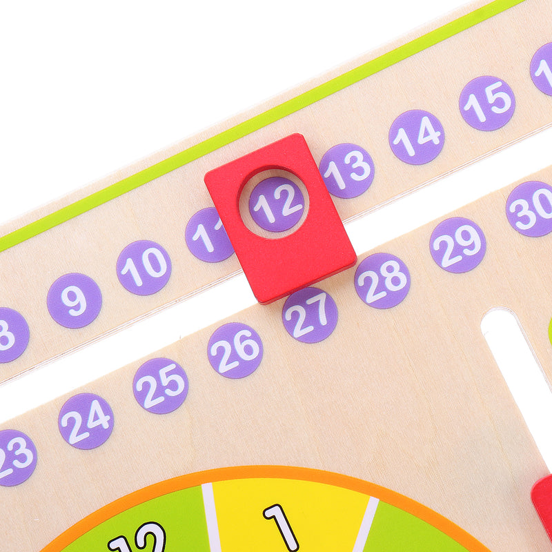 Childrens Kids Wooden Calender Clock Educational Learning Toys Gift Teach Time Dates
