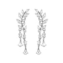 Sweet Leaf Rhinestone Earrings Silver Gold  Piercing Tassel Crytral Earring for Women