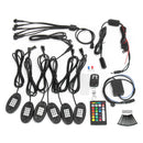 6Pcs Universal Colorful RGB LED Car Rock Lights  RF Dual Remote Control 5050 72 Led Waterproof IP68 Energy-saving Ambient Lamp Car SUV Pickup