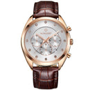 WISHDOIT WSD-006 Fashion Men Quartz Watch Luxury Leather Strap Waterproof Wrist Watch