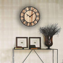 Loskii Creative Round Silent Wooden Wall Clock Decorative Clock for Living Room Home Decorations