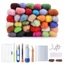 36 Color DIY Wool Felt Kit Needles Tool Set Handmade Needle Felting Mat Starter Fabric Sewing Kit w/ Felting Handle Clover