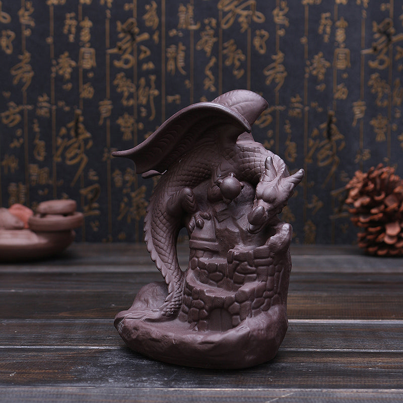 Ceramic Dragon Handicraft Backflow Censer/Holder Incense Burner Home Decor