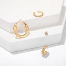 Trendy Moon Star Stud Earrings Kit Rhinestone Alloy Earring Set Women Jewelry