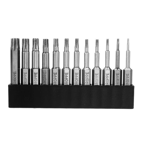 Broppe 12pcs T5-T40 50mm Magnetic Torx Screwdriver Bits 1/4 Inch Hex Shank Screwdriver Bit Set