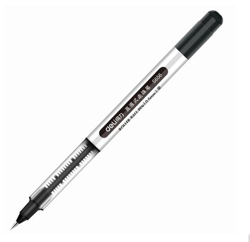 DELI S656 Direct Liquid Ballpoint Pen Office 0.5mm Signature Pen Student Examination Carbon Pen 12 Pcs Per Pack