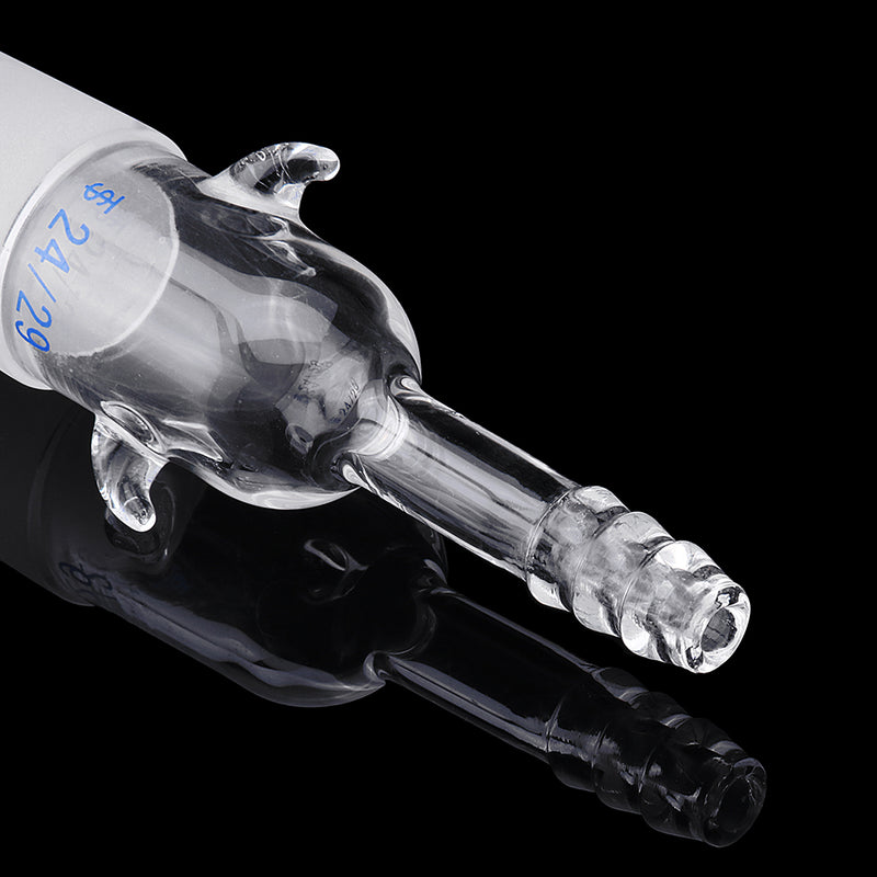 24/29 Glass Straight Vacuum Adapter Air Exhaust Connector Two Sides Ears Ground Joint to Hose Connection