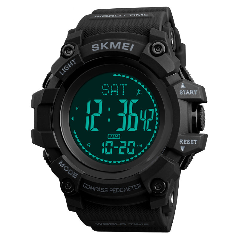 SKMEI 1356 Compass Pedometer Calorie Sport Watch Chronograph World Time Stopwatch Digital Watch