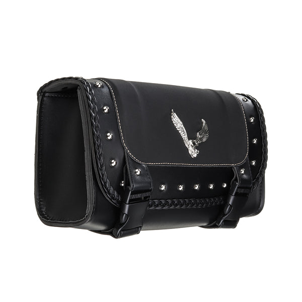 Black PU Leather Motorcycle Tool Bag Luggage Saddlebags Saddle Bag Universal For Harley