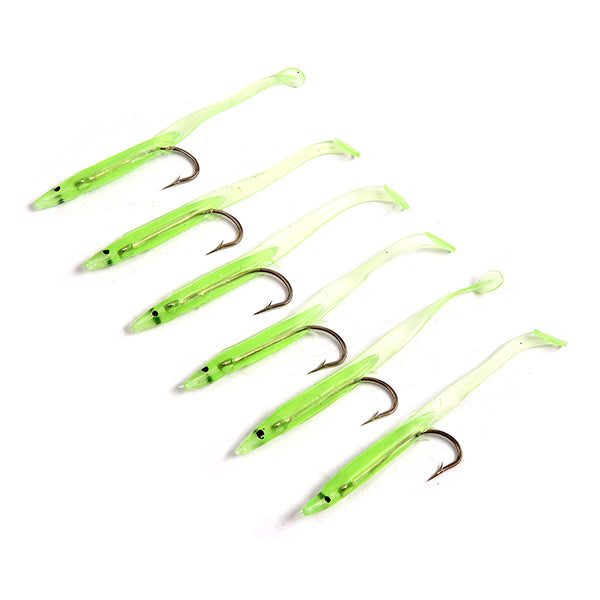 LEO 4 to10 Pcs Luminous Fishing Lure Bait Silica Gel Carbon Hooks Night Light Fishing Tackle