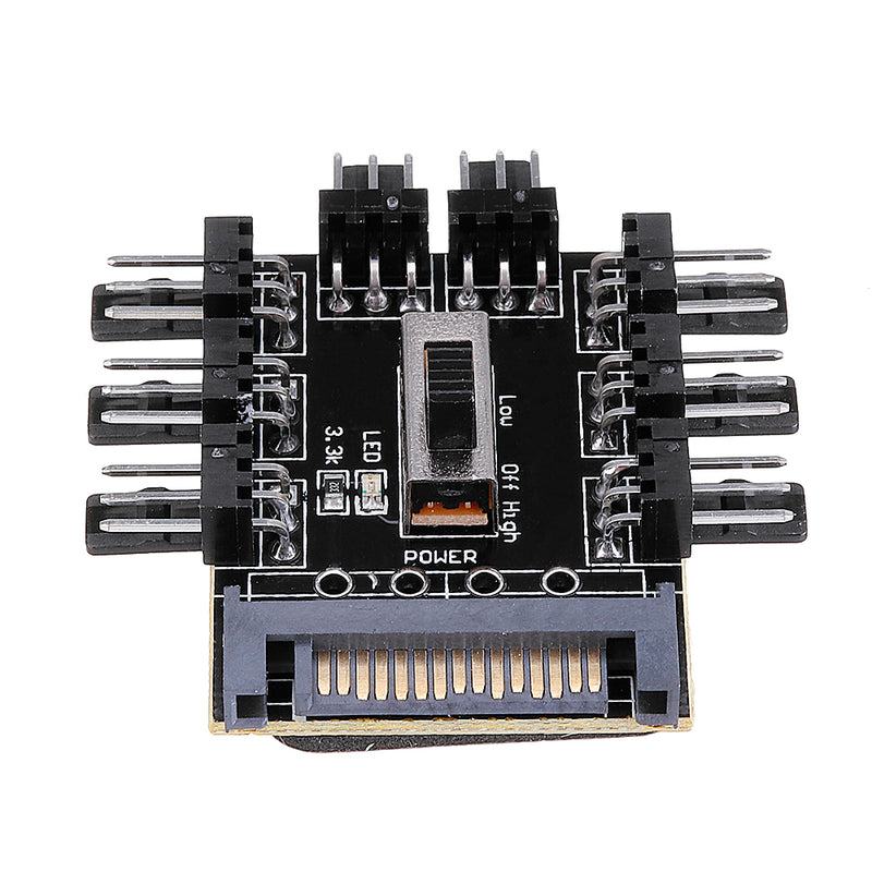 Computer Chassis Fan Hub Board FAN HUB Supports 8-way Fan 4P Power Supply 3-speed Governor