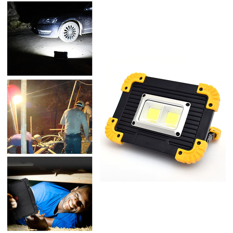 Portable 20W Dual COB LED USB Rechargeable LED Camping Work Flood Light Outdoor Searchlight