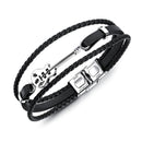 Creative Mini Guitar Men's Leather Multilayer Braided Titanium Steel Bracelet