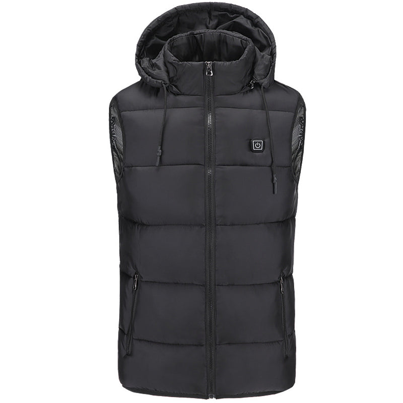 Electric Winter Warm Heated Waistcoat USB Charging Cotton Intelligent Heating Hooded Jacket Clothing
