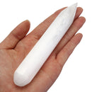 Natural Selenite Polished Manual Wand Round/Point Reiki Chakra Crystal Healing Massager 6 Inch - 7 Inch