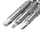 BROPPE 3Pcs 50mm S1-S3 Magnetic Square Head Screwdriver Bits 1/4 Inch Hex Shank