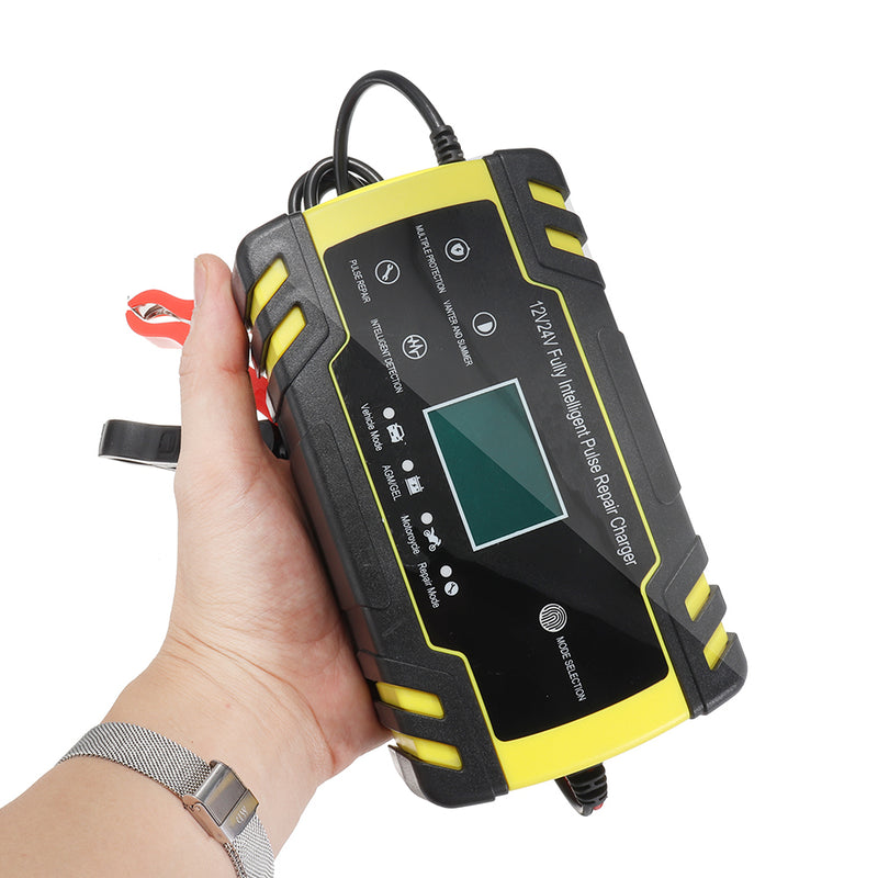 Enusic 12/24V 8A/4A Touch Screen Pulse Repair LCD Battery Charger For Car Motorcycle Lead Acid Battery Agm Gel Wet