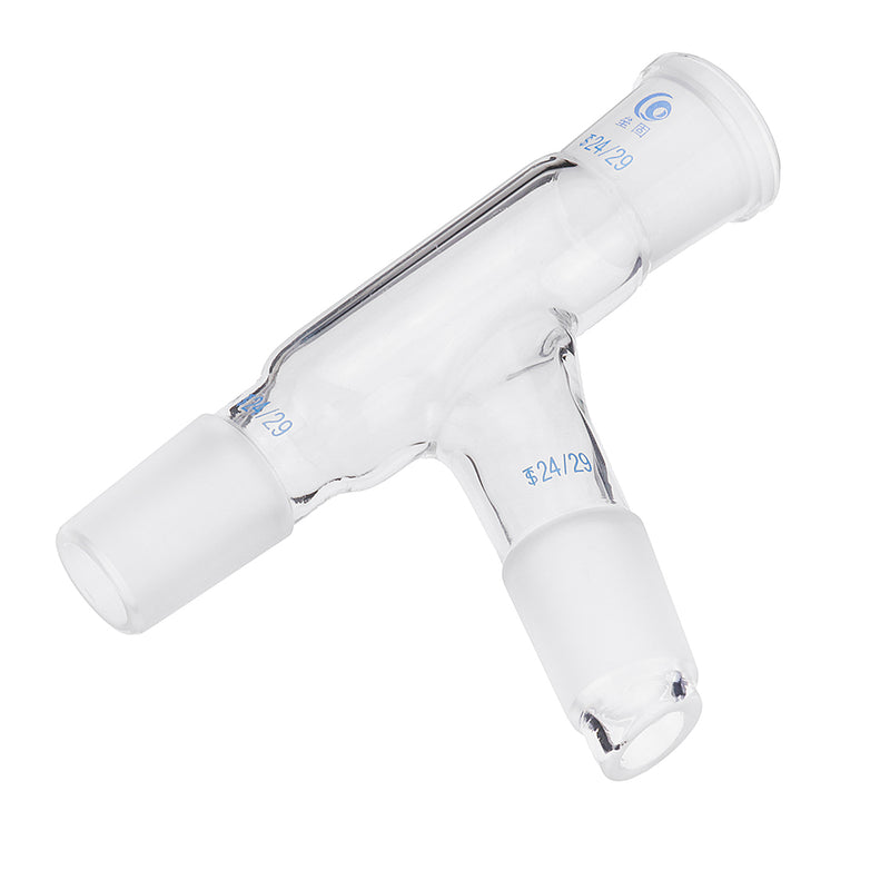 24/29 75 Degree Three-way Borosilicate Glass Distillation Adapter Connector Distilling Tube w/ Standard Ground Taper Joints