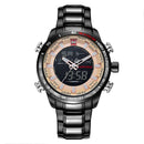 NAVIFORCE NF9093 Fashion Men Dual Display Watch Multifunction Stainless Steel Quartz Watch