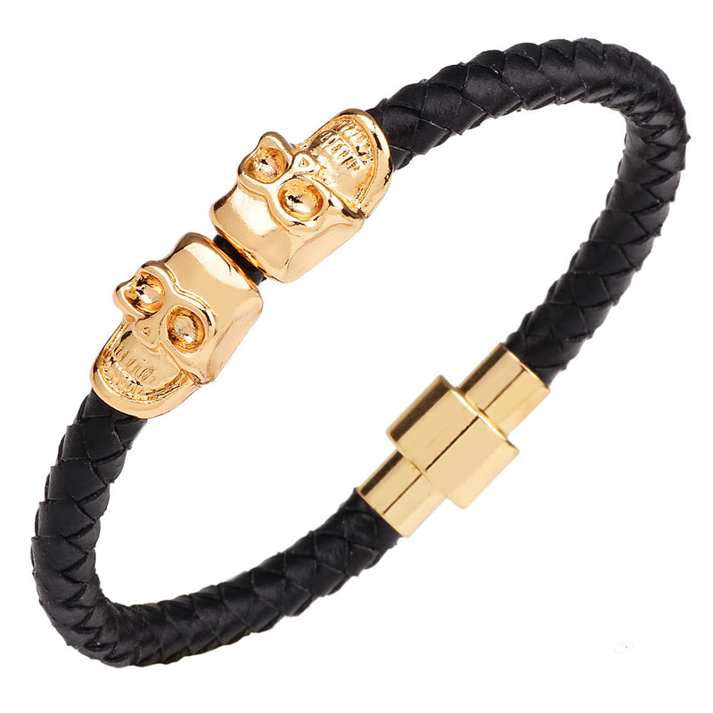 Domineering Woven Magnetic Buckle Men's Leather Bracelet
