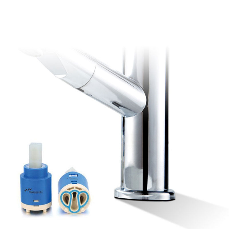 Adjustment Copper Faucet Lifting and Pulling Single Hole Bath Faucet  Hot and Cold Mixing with Two Pipes  Bathroom Kitchen