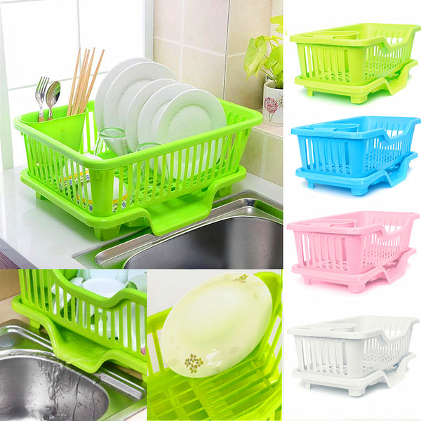 4-Colors Kitchen Storage Rack Dish/Bowl/Cup/Spoon/Fork Drainer Drying Rack Washing Holder Sorting Basket