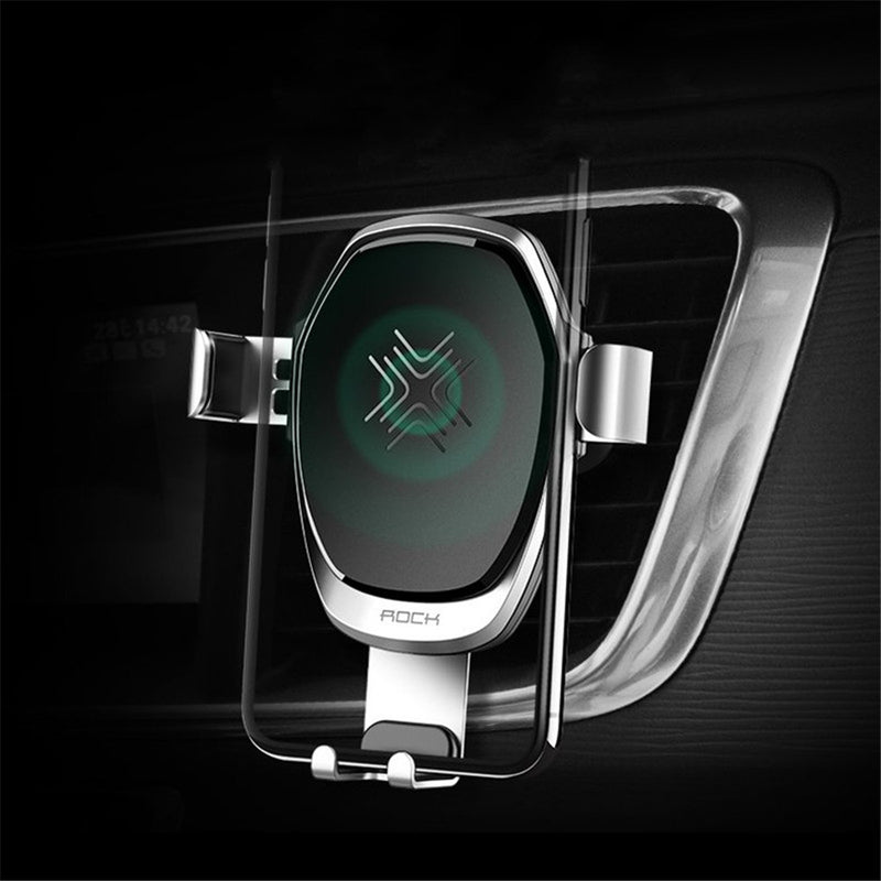 Rock Upgraded 10W 7.5W 5W Intelligent Qi Wireless Fast Charge Auto Lock Car Holder for Mobile Phone