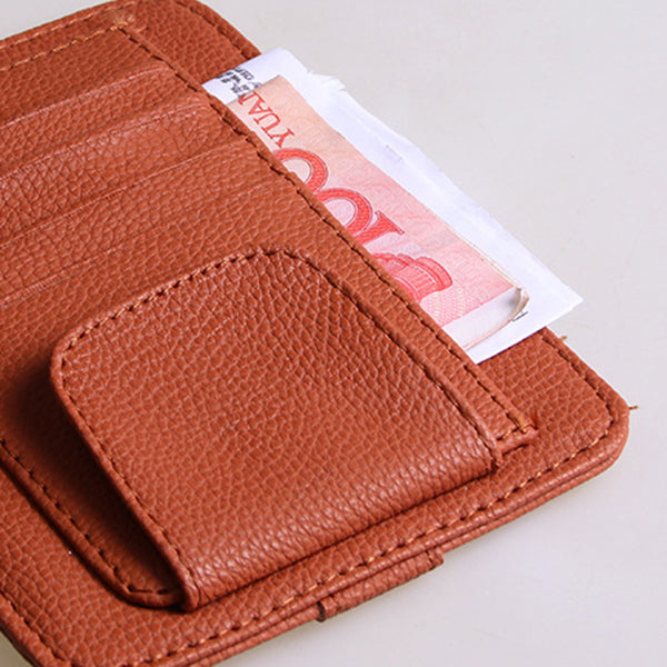 Multiple Layers Car Glasses Folder PU Leather Sun Visor Card Holder Car Storage Bag