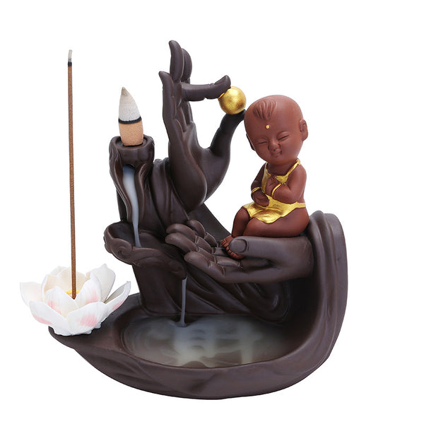 Purple Sand Backflow Incense Burner Home Fragrance Buddhist Decorations Table Decor
