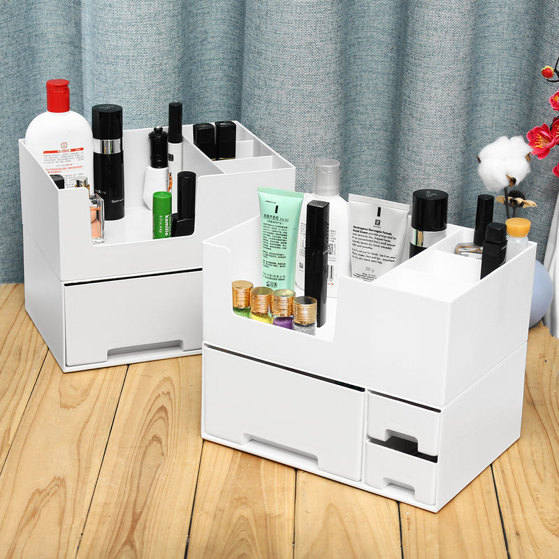 Single/Double Top/Bottom/Tiers Desktop Plastic Organizer Makeup Cosmetic Storage Box