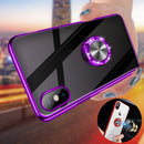 Bakeey Transparent Ring Holder Color Plating Anti-Scratch Hard PC Protective Case For Xiaomi Mi8