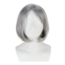 Women Short Synthetic Gray Wig With Bangs Bob Wig Natural Silver Heat Resistant