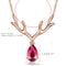 Sweet Style Deer Women Pendant Necklace Rose Gold Ruby Gold Plated Necklace