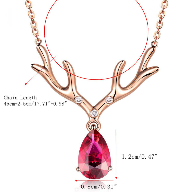 Sweet Style Deer Women Pendant Necklace Rose Gold Ruby Gold Plated Necklace