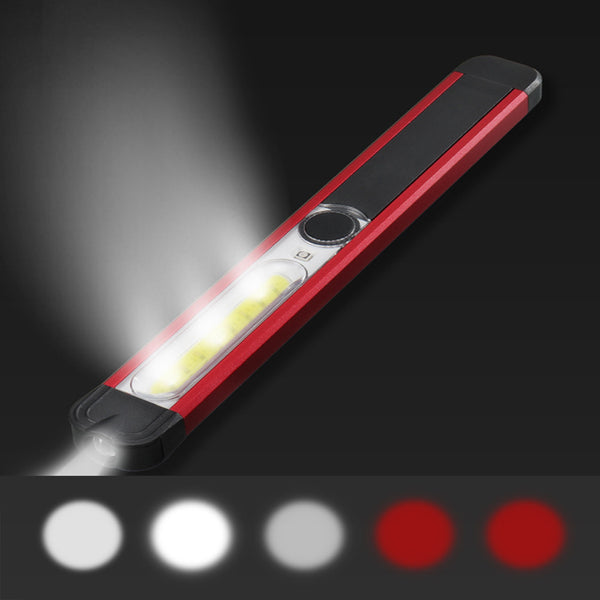 Skywolfeye Portable LED+White COB+Red COB 500Lumens 5Modes USB Rechargeable Work Light Outdoor Multifunctional Waterproof Maintenance Lamp Flashlight with Magnets