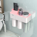 Automatic 1/2/3Cup Magnetic Toothbrush Holder Cups Wall Mount Stand Bathroom Tools No Punching