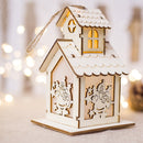 LED Christmas Wooden House Tree Night Light Decoration Hanging Ornament Holiday Cabin Gift