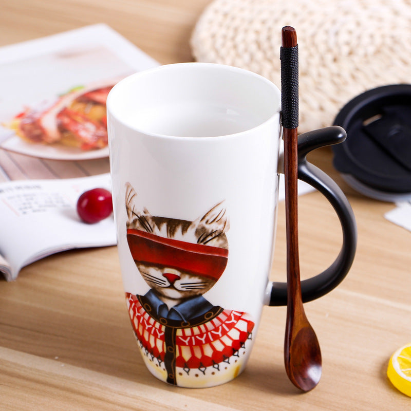 Personalized Cat Creative Trend Water Cup Home Office Coffee Cup Large Capacity Ceramic Mug