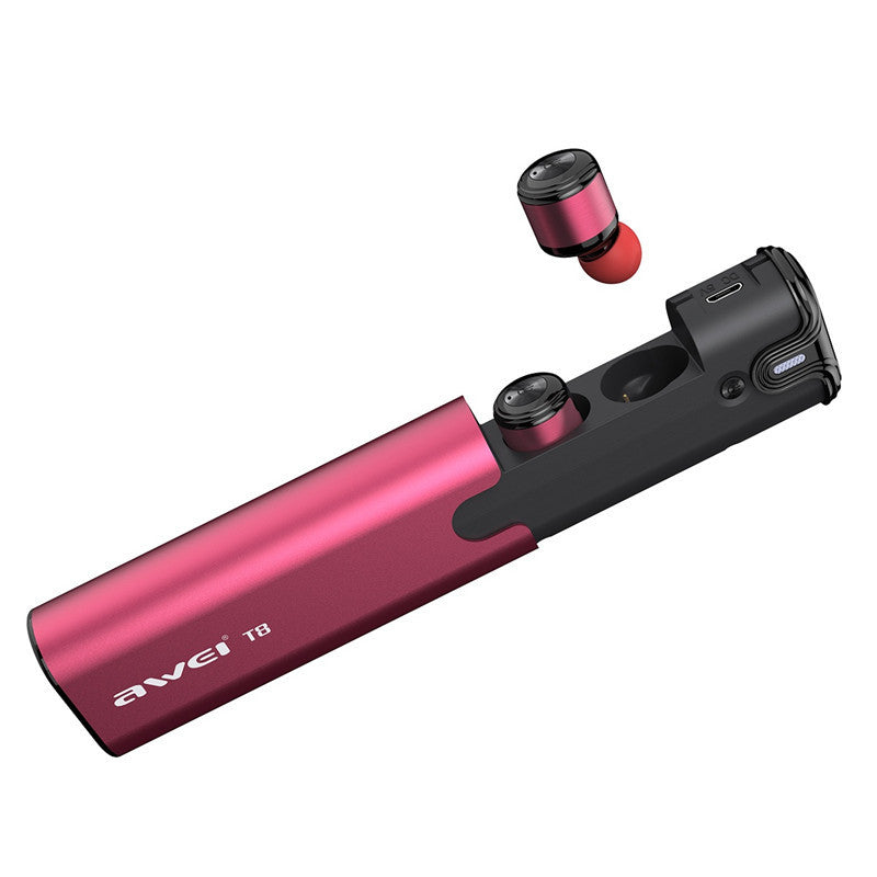 [True Wireless] Awei T8 Double bluetooth Earphone 3D Stereo Headphones with Charging Box Power Bank