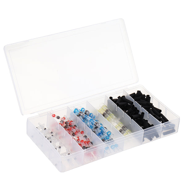 Excellway 250PCS Solder Seal Wire Connectors Waterproof Heat Shrink Butt Connectors Solder Ring Rerminal Tube Terminal Wire Connector Terminal