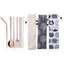Portable Reusable Stainless Steel Coffee Tea Milk Drinking Straw Cleaning Brush Fork Spoon Box Set