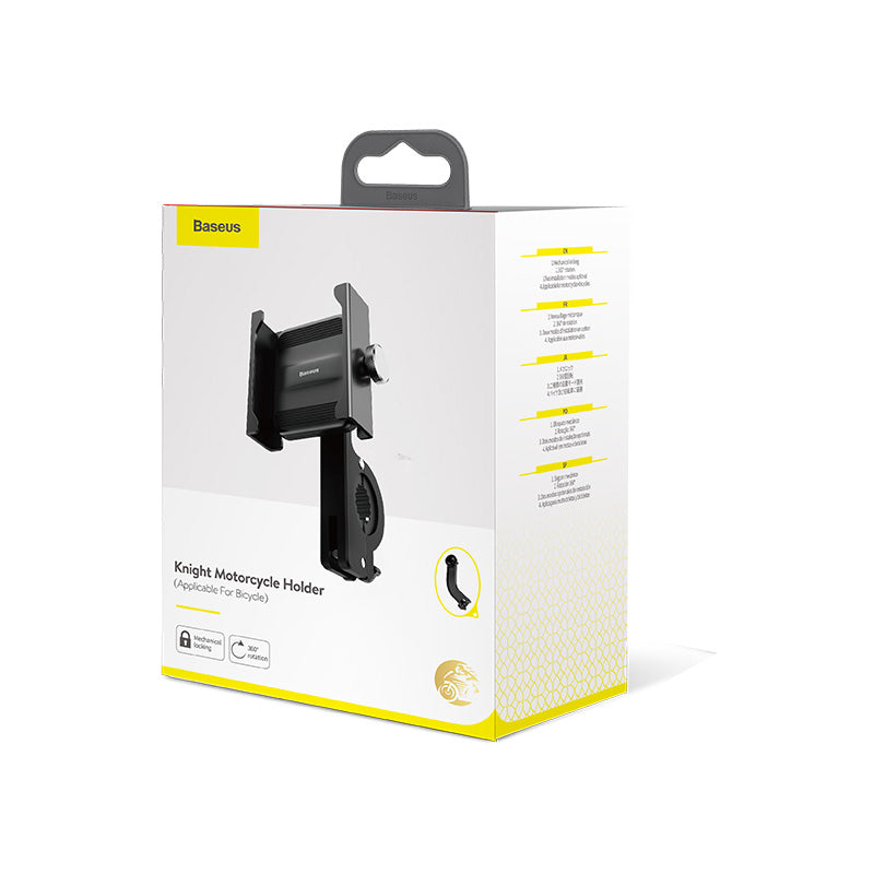 Baseus Aviation Alloy Bicycle Motorcycle Scooter Handlebar Rear View Mirror Phone Holder 360 Rotation For 4.7-6.5 Inches Smart Phone