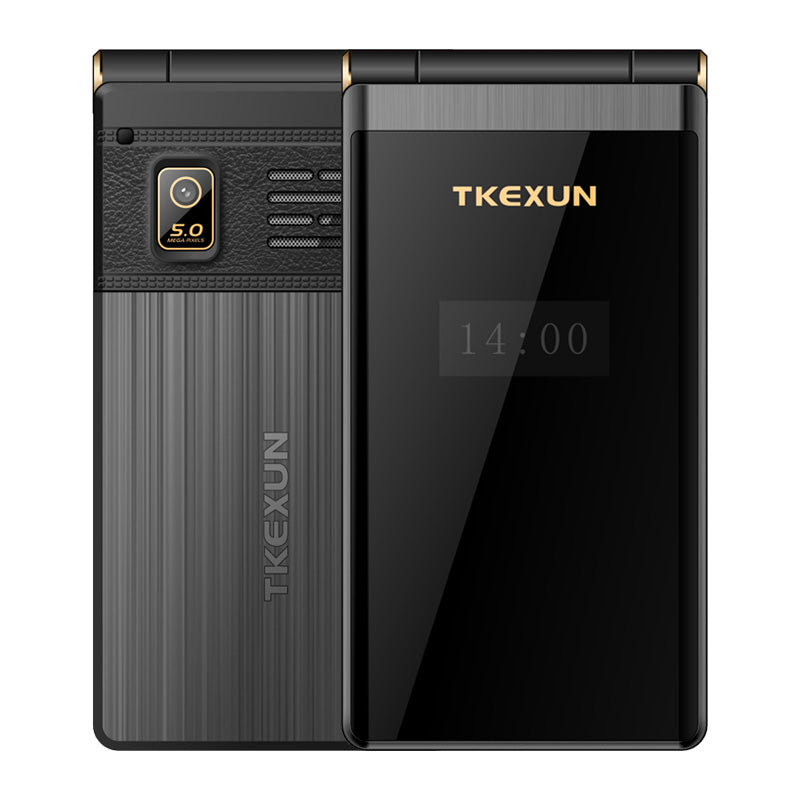 TKEXUN M2 Plus 3G WCDMA Network Flip Phone 5800mAh 3.0 inch Dual Touch Screen Blutooth FM Dual Sim Card Flip Feature Phone