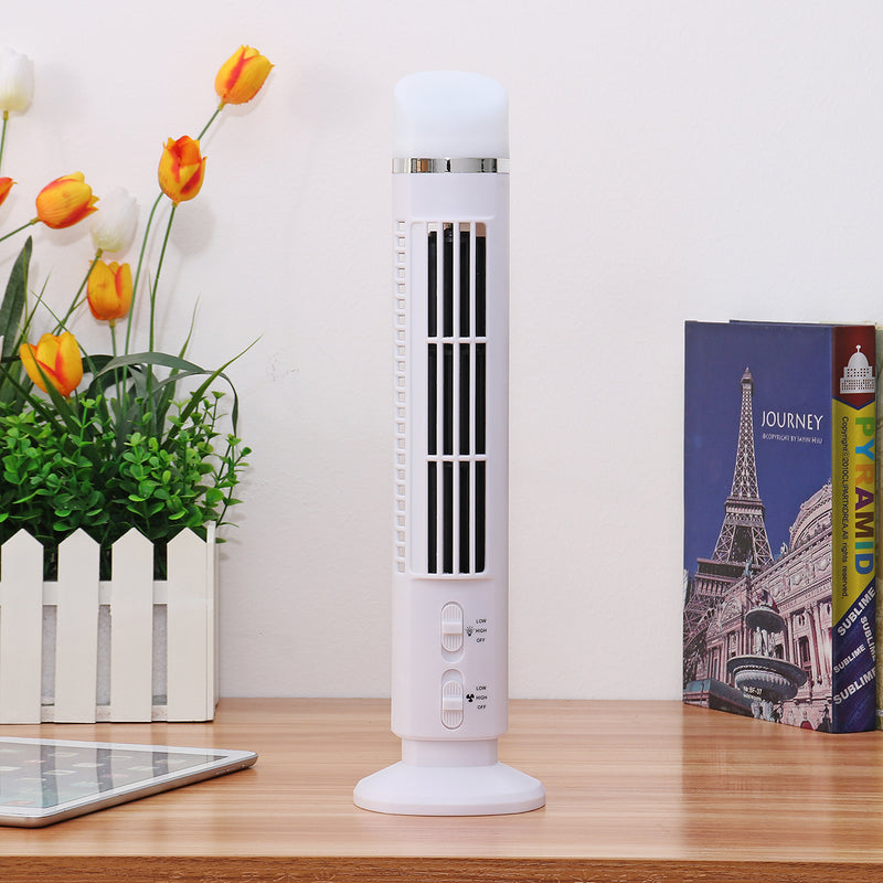 3W Portable Mini USB Fresh Air Cooler 2 Wind Speed Bladeless Tower Desktop Cooling Fan