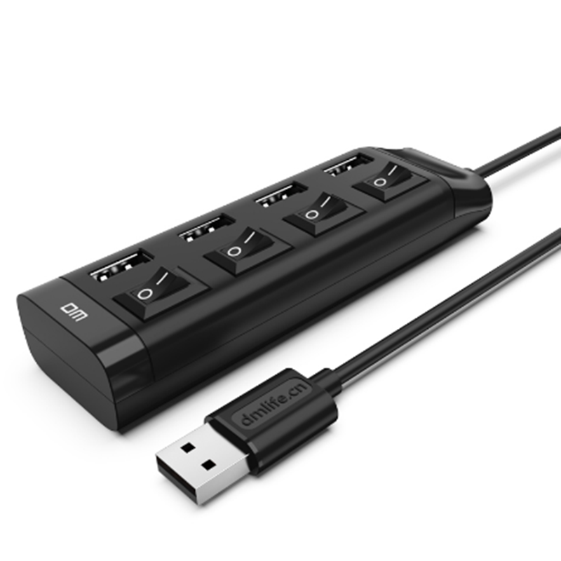 DM CHB005 4 Ports USB Hub with Switch USB2.0 Extender Extension Connector Adapter for PC Laptop