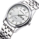 KINGNUOS 1858 Full Steel Casual Style Men Wrist Watch Date Week Display Quartz Watch